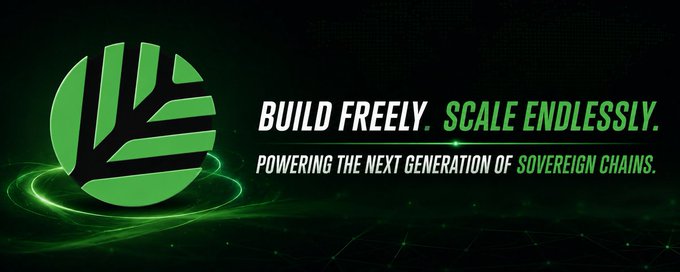 The image features a green circular logo alongside the bold tagline "BUILD FREELY. SCALE ENDLESSLY." and "POWERING THE NEXT GENERATION OF SOVEREIGN CHAINS," which aligns with the post's message about CNPY Network's customizable virtual chains empowering Web3 developers with freedom to build tailored blockchain environments.
