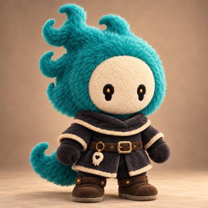 A fluffy teal-haired ghost-like plush character wearing a dark coat with a belt and boots stands against a warm background. The image illustrates the post's theme of "Cifer Ghost," serving as a visual representation of the privacy-focused NFT being claimed through its connection to Cifer Security's quantum-resistant privacy ecosystem.