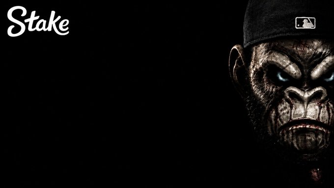 The bold "Stake" logo frames a menacing gorilla's face, hinting at the intense live stream advertised by @godimsoaked on Kick.com.