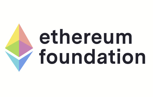 The Ethereum Foundation logo featuring a colorful geometric diamond/crystal shape next to the text 'ethereum foundation' in dark gray.