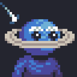 Pixel art of a blue monkey character resembling a 16-bit Sonic the Hedgehog.
