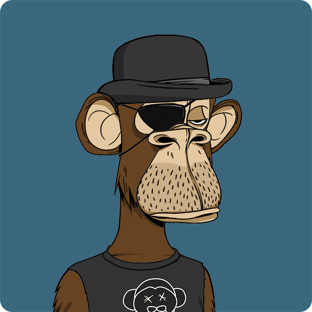 The image features a cartoon monkey wearing sunglasses, a hat, and a t-shirt with a skull design. The monkey appears to be wearing glasses as well. The background of the image is blue, which complements the overall color scheme of the cartoon character. The caption below the image reads "Ape #1443 Bought for 11 WETH 0x1BA3...79c3 p4blo.eth etherscan.io/tx/0xf29cbd5ca ... Return to Monke: opensea.io/collection/bor ... bored ape yacht club". The image seems to be a part of an online collection or series, possibly related to the popular cartoon character "Monkey Business".