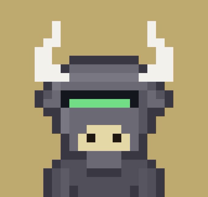 A pixel art portrait of a horned helmeted warrior, likely representing Bill Padgett's interests or online persona, shared as a birthday gift alongside a Solana wallet address for those wishing to send crypto presents for his 61st birthday.