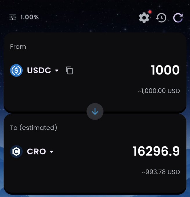 The image shows a black screen displaying a detailed view of an exchange market for Bitcoins, with information about transactions and their values. The text on the screen reads "From from usdc", which indicates that the source of these Bitcoin transactions could be Usdc. There is also text that talks about a 'CronosNetwork' exchange chain performing well during the $BTC capitulation event and another exchange remaining operational 24/7 called @ObsidianSwap. This information emphasizes how various exchanges were handling the fluctuating value of Bitcoins during this particular period, with some struggling to maintain trading services while others managed to continue operating successfully.