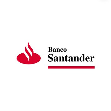 The image displays the red and black logo of Banco Santander, a major Spanish bank, alongside text indicating a recent disclosure that the institution holds $4.3 million in spot Bitcoin ETFs, reflecting its growing involvement in cryptocurrency markets.