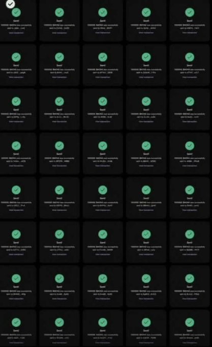 A grid of dark cards each displays a green checkmark and text reading 'Saved' along with file size and a 'View Impression' link.
