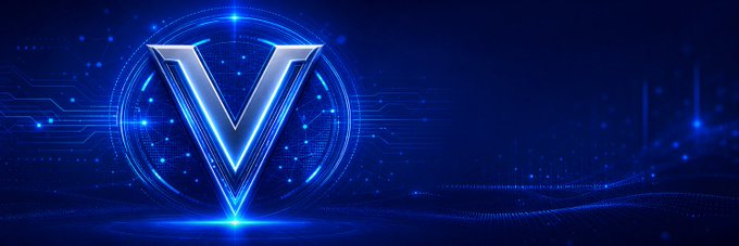 The image features a large blue logo with the letter "V" prominently displayed, surrounded by a vibrant blue circle of lights. The background of the image is a gradient transitioning from dark blue at the top to light blue towards the bottom. Below the logo, there's text that reads "$VIBE is not just another token. It is an AI-powered culture protocol on Base, onchain attention, and viral narratives. vibeprotocol.wang CA0x0eB7EC89807E740c937F4Fc6907C5EEC573309FC". The image also includes a watermark that reads "t.me/VIBEProtocol_VI".