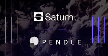 A promotional graphic featuring the Saturn and Pendle logos against a dark purple background, announcing their new sUSDat pool partnership on the Monad network. The post highlights key pool metrics including its January 14, 2027 maturity date, approximately $45K liquidity, $90K TVL, 20.45% implied yield, and 8.8% PT rate.