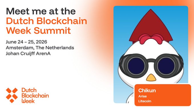 ikeyk is a character from the anime "Chikuk". He wears glasses, has a red hat with a bow, and is wearing sunglasses. In the image, there are two characters - Chikuk and a bird. The text on the image reads "Meet me at the Dutch Blockchain Week summit", which suggests that this post might be related to an event or gathering involving blockchain technology.