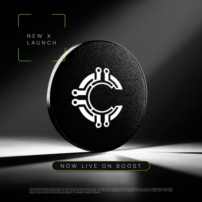 A sleek black coin features the Open Protocol logo with the text "NEW X LAUNCH" and "NOW LIVE ON BOOST," promoting the upcoming listing of @OpenProtocolFND on OKX's Boost platform starting September 2.