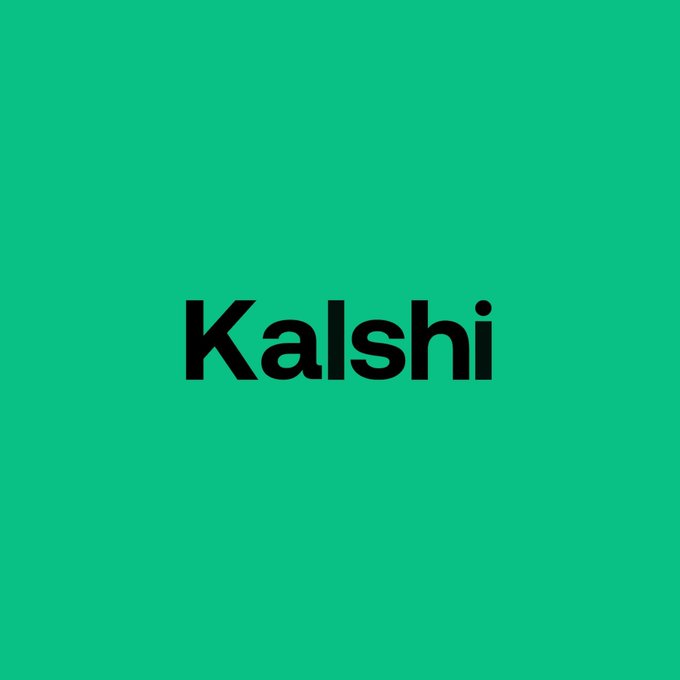The image displays the Kalshi logo in black text centered on a bright green background, serving as a visual identifier for the company as it expands into commodities trading with newly launched perpetual futures on gold and silver following CFTC approval.