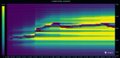 A colorful, abstract vertical heatmap-style image displaying vibrant gradients of purple, blue, green, and yellow with vertical streaks, representing a BTC liquidity sweep visualization where Bitcoin dumped to $83,500, sweeping liquidity levels below recent price action.