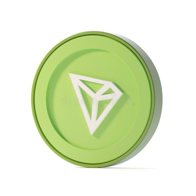 A 3D rendered green circular token or coin featuring the white TRON (TRX) logo in the center, set against a white background.
