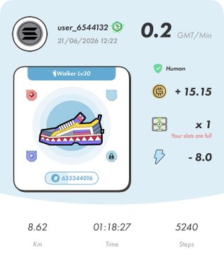 The image shows a fitness tracking app with a blue background, displaying information about a user's progress during their walk or run. The app provides details such as the number of steps taken, the distance covered, and the time spent running. It also includes a map that allows users to track their route and monitor their progress in real-time.
