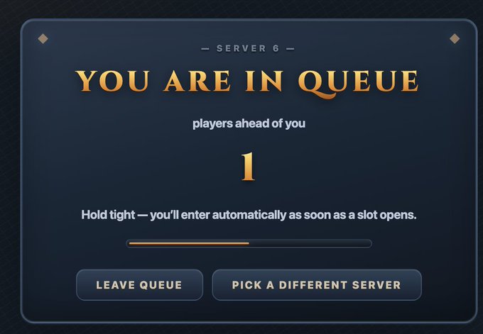 The image features a game logo and screen with text that reads "You are IN Queue". This message informs players of their current position within the queue, indicating they have not yet reached level 100K or are waiting for a different server to join. The rest of the screen displays instructions for accessing the bonus feature on the PlayKintara website.