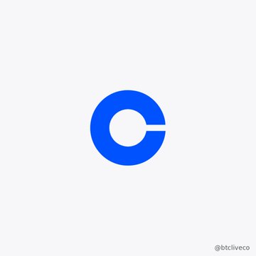 Coinbase logo (a blue stylized 'C') on a light background with the watermark '@btcliveco'.