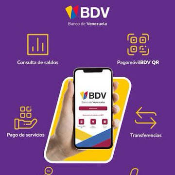 A promotional graphic for Banco de Venezuela (BDV) showcases its mobile app features—including "Consulta de saldos" (Balance inquiry), "Pago móvilBDV QR," "Pago de servicios" (Bill payment), and "Transferencias" (Transfers)—displayed around a hand holding a smartphone. The image illustrates the BDV mobile banking app, visually supporting the post's claim about mobile payments dominating financial operations in Venezuela, contrasted against ethereum address 0xdac17f958d2ee523a2206206994597c13d831ec7 representing cryptocurrency transactions.
