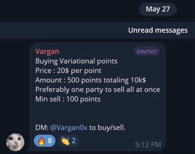 The image displays a message with text and an emoticon that says "Good" or "Great". The conversation appears to be about trading cryptocurrencies, possibly involving VARAGAN and another seller's buying of their coins for $7 per point. This could indicate a positive outcome for either party.