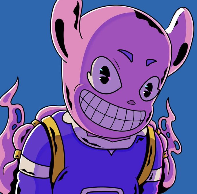 A purple cartoon character with a wide grin and pointed ears, known as "Wacky," is featured as the latest profile picture, with the post thanking @PoweredByVolt for this honorary fourth Kevin PFP and their snapshot of all Wacky holders for an upcoming mint.
