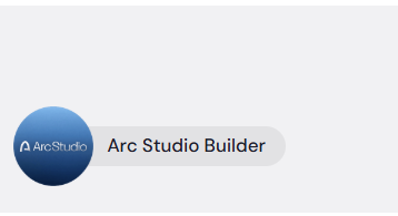 The Arc Studio Builder logo, featuring a blue gradient circular icon with the Arc Studio symbol, displayed next to the brand name.