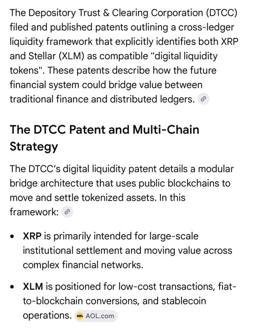 The image shows a screenshot of an article about the DTCC Patent and Multi-chain Strategy, which is related to Ripple Cryptocurrency. The text in the image provides information about the patent and its implications for Ripple Cryptocurrency. It also mentions that there are two XRP tokens present on the page.