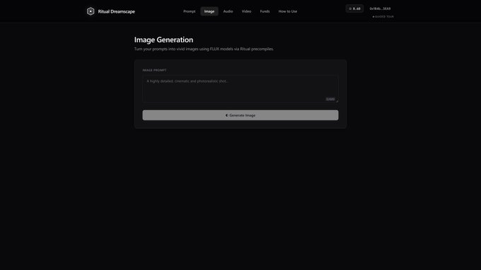 The image shows a screenshot of an app interface designed for creating video and audio files using Bitcoin. The screen displays the "Image Generation" section, which is the main focus of this tutorial. The user interface features a button with the label "Image Generation," and there are multiple options within it that guide users through the process of generating files on the Bitcoin platform. This tutorial aims to teach viewers how to use these tools effectively in creating digital content for Bitcoin projects.