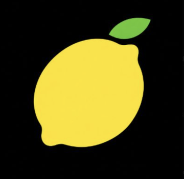 A bright yellow lemon with a single green leaf sits against a black background, serving as a minimalist logo for the Lemon platform. The citrus imagery visually ties to the news that Lemon has integrated with GMGN for Robinhood Chain, highlighting the brand's identity as a token-launching tool.