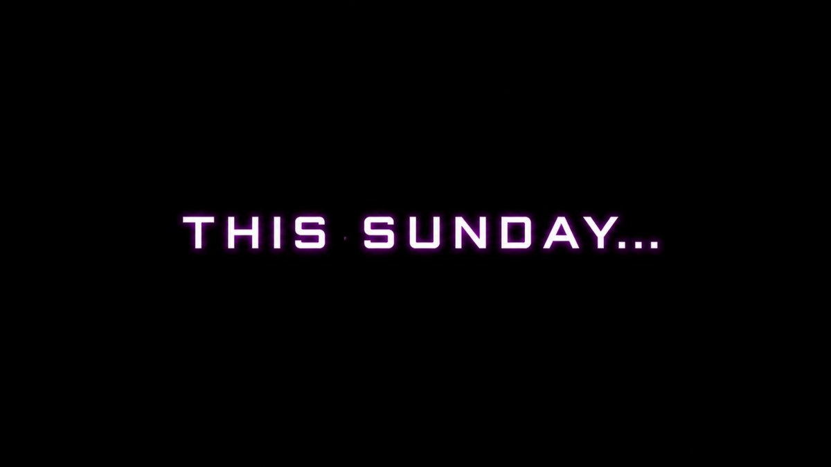 The image features a large purple neon text that reads "This Sunday...". The background of the image is black, which contrasts with the vibrant purple color of the text. The text is positioned at the top left corner of the image. Below the text, there are several bullet points providing information about an event called "GM! A Fiendz x @Dojo_Kidz event Get ready for Meowday #8 in the @OthersideMeta Where: In Nexus lobby When: Sunday 2pm EST Prior to games, we will have a public bubble where anyone is welcome up to speak ... Many prizes!".
