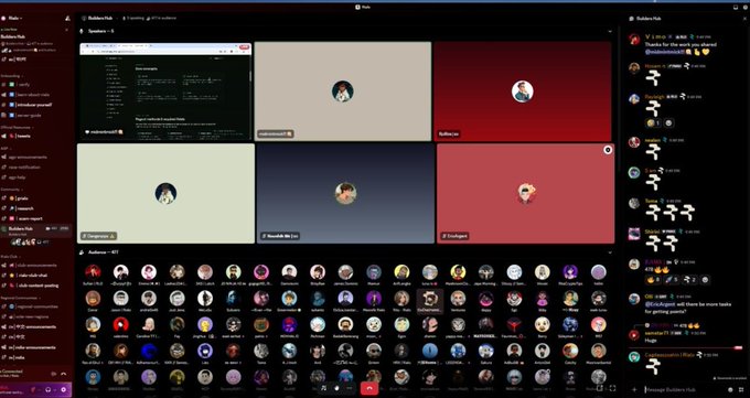 Screenshot of a Discord server interface named "RedHotHack" showing voice channels, member lists, and an active voice call.