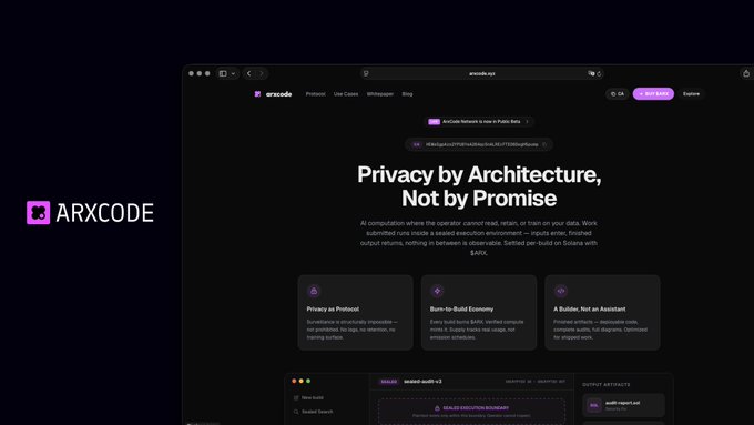 The image displays a screenshot of an ARX code website for privacy by architecture. It features an array of purple text boxes that are displayed on a black background, accompanied by a gray border around the edges. The main focus of the image is the title "UI/UX Beta v0.1.1" at the top left corner and "UI/UX beta v0.1.0" in the bottom right corner, both located near each other. There are two different bullet points beneath them, providing additional context to the content displayed on the screen. The image is presented in a clean and organized layout that guides viewers' eyes through the information provided by the website.