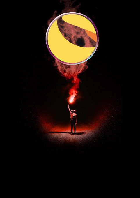 A lone figure holds up a torch emitting red smoke that forms the LUNC (Terra Luna Classic) logo, symbolizing a rally or revival for the cryptocurrency. The post references this as a catalyst for the crypto market's recovery, highlighting LUNC's potential for a historic surge.