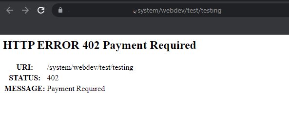 A web browser displays an "HTTP ERROR 402 Payment Required" page, referencing the rarely-used 402 status code that was reserved by the internet in 1997 for payments but left unused for 25 years—illustrating the post's point about how online commerce had to be retrofitted with credit cards and processors instead of using this native HTTP payment code.