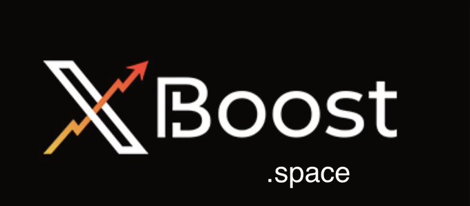 Logo for X Boost (.space) featuring a stylized white 'X' with a red and yellow upward arrow against a black background.