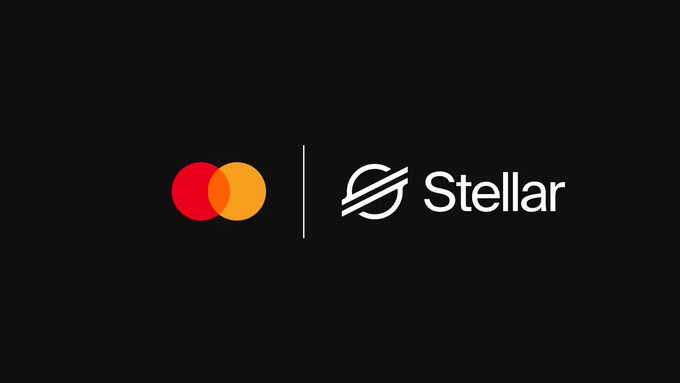 The image features a black background with two red circles positioned at the top left corner, and the words "Stellar" written below them. The text also mentions that Mastercard does not directly reference @StellarOrg in their settlement announcement. However, if you follow the infrastructure layers, it is clear that @StellarOrg is already part of the picture. The direction is becoming increasingly clear as Mastercard continues to expand its stablecoin offerings 24/7 for a stable and secure financial future.