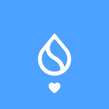 A white water droplet and heart icon on a blue background, symbolizing the choice between Sui ($SUI) and Monad ($MON) blockchains for the user's favorite.