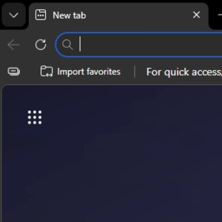 The image shows a computer screen with a search bar at the bottom of the page. The text "New Tab" is displayed, indicating that the user has just opened a new tab or window. Below this, there are two buttons labeled "Import favorites" and "For quick access", suggesting that the user can customize their browsing experience by selecting their favorite web pages to load first and accessing content more quickly when needed. The image also contains text about Cookie Chain and other related topics, which may be useful for users looking to improve their browsing experience or learn more about cookie management in browsers.