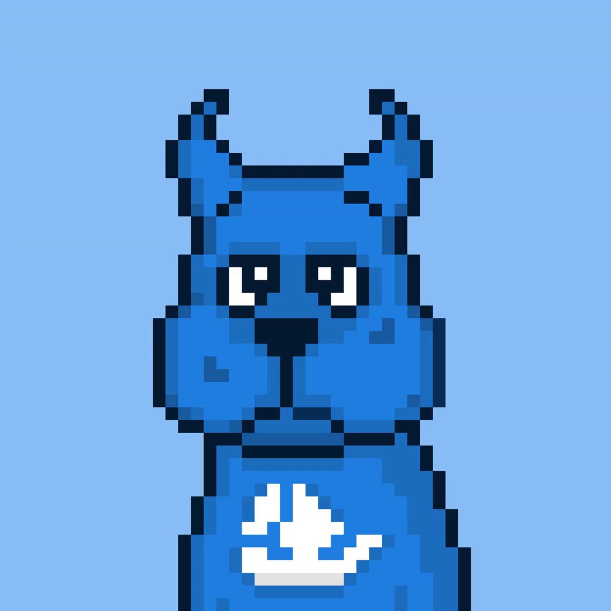 The image features a blue cartoon dog with big ears, giving it a cute appearance. The dog's eyes are wide open, looking directly at the camera. The background of the image is a solid light blue color that contrasts nicely with the dog's vibrant blue fur and white accents on its face and chest. There is no text present in the image, but there is a caption below it that reads "ᵀ⁻ᵐⁱⁿᵘˢ ᵂᵒ ˡⁱᵛᵉ ⁱⁿ ᶠᵉʷ ʰᵒᵒᶠ!!".