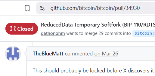 The image features a screenshot of an email conversation with an attachment, presumably containing a message or data related to Bitcoin. The main focus of the image is the email chat window itself, which is displayed in a grayish color scheme against a white background. In this context, there are two red buttons on the right side: one labeled "Close" and another labeled "Reducing Data Temporary Softfork BIP/BTS". Additionally, there's a blue button located to the left of these two red buttons. This suggests that the viewer is in the middle of an email conversation about Bitcoin or related topics.