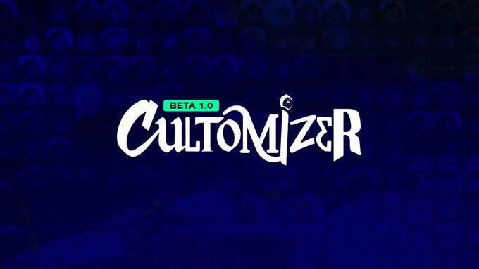 A title card with the text "CultOMizer BETA 1.0" in white stylized font on a dark blue background featuring faint mushroom patterns.