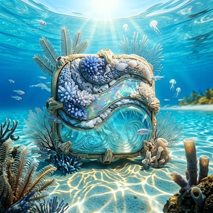 The image features an underwater scene with a large coral reef filled with various sea creatures such as fish, jellyfish, and other marine life. The coral reef appears to be made of blue and white materials, giving it a unique appearance. In the foreground, there is a small glass box or container that resembles a suitcase, possibly containing some sort of underwater treasure or artifact. The background shows water with sunlight shining on it, creating an overall sense of depth in the image. The post about the stock market rally seems to be unrelated and doesn't have any direct connection to the coral reef or the underwater scene depicted in the image.