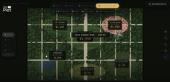 A satellite map view of downtown Miami showing labeled office buildings and properties available for lease or sale, ranging from $950K to $20M.