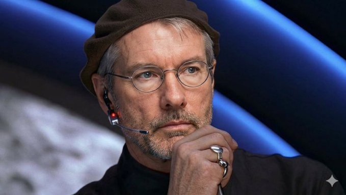 Michael Saylor, the chairman of MicroStrategy and a prominent Bitcoin advocate, listens intently at a conference while wearing his signature brown beret and headset microphone.

The image reflects the post's "Saylor today vs last week" theme by showing his composed, focused demeanor—possibly suggesting confidence amid recent Bitcoin market fluctuations that MicroStrategy's stock is heavily tied to.