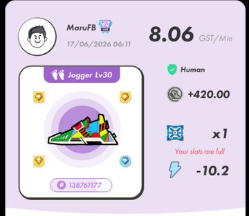 The image shows a colorful game app with a graphic of shoes that has been customized for use during Super Walk challenges, which are scheduled to take place on specific days throughout the week. The user's steps will be tracked towards a goal of healing 3 units in order to reach level 5. The app is designed to keep track of these steps and provide the user with badges when they successfully complete each challenge.