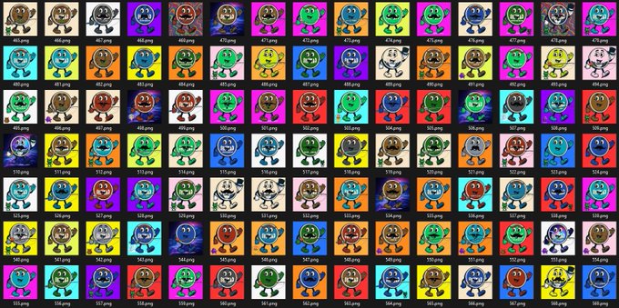 A grid collage of numerous small, colorful cartoon character sprites, with filenames like '403.png', '415.png', and '527.png' visible at the bottom of each image.