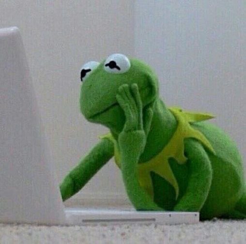Kermit the Frog, with his face resting in his hand, appears deep in thought next to a laptop, perfectly capturing the stressed and contemplative mood of watching crypto investments shift from FOMO to pump.fun.