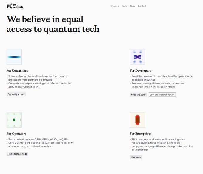 The image shows a screenshot of a website that has information about various topics related to equal access to technology, including information on quantum tech. The screen also displays text on the screen and some elements like buttons for interacting with or navigating through the site's content.