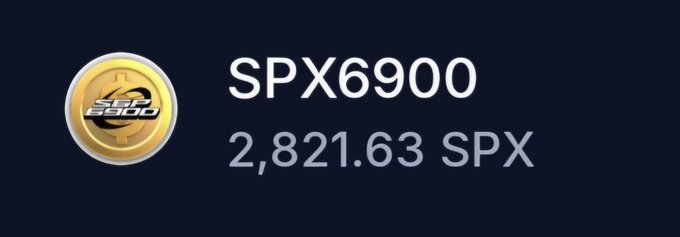 A digital display shows a SPX6900 token logo and the value "2,821.63 SPX" against a dark background.