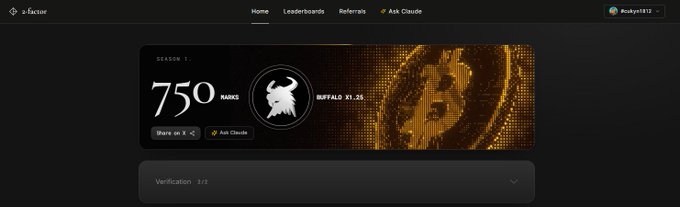 A dark-themed leaderboard page for a-faktor showing 750 ranks available for the SEASON 1 'BUFFALO X1.25' campaign.