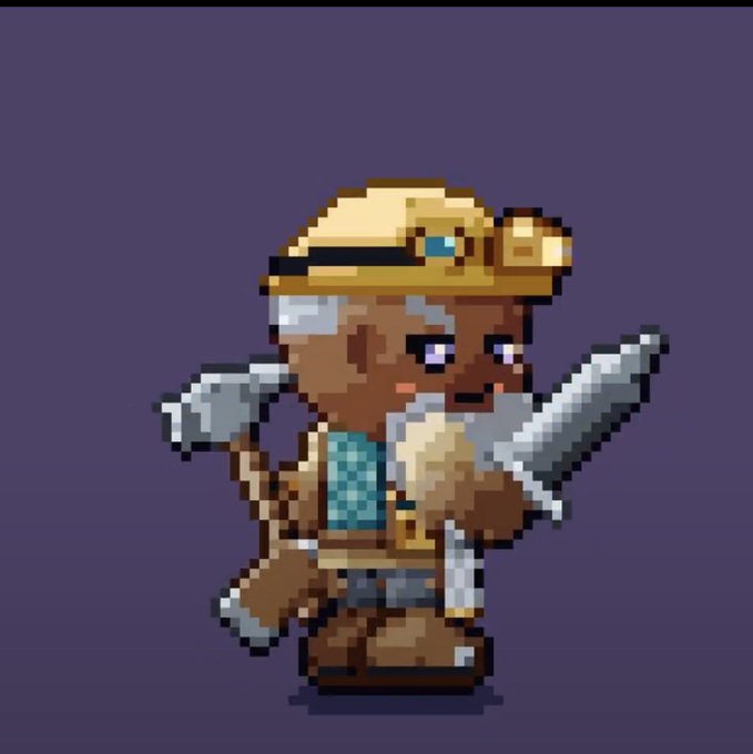 A pixel-art character with brown skin, white hair, and a tan explorer's hat holding a sword and a glowing blue gauntlet stands against a purple background, likely serving as a mascot for the Minehood giveaway.