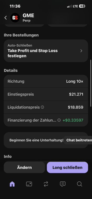 The image shows a phone screen with a message written in German, which reads "Hab $gme 75$ Marge gemacht will immer sicher sein". The text appears to be related to an online gaming platform called Gme.